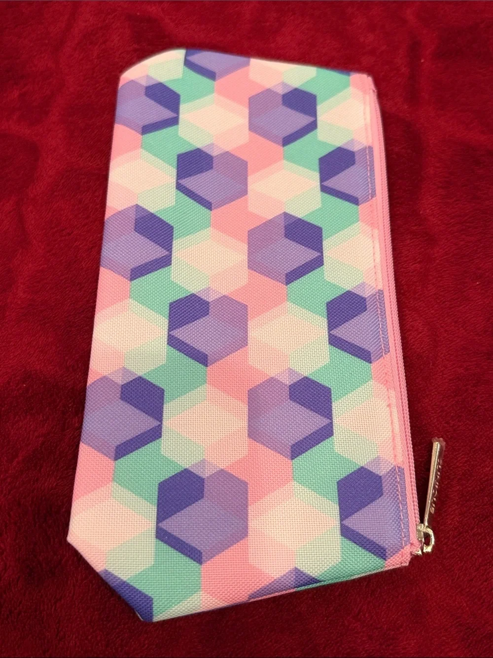 Clinique Geometric Hexagon Print Makeup Bag - Pink, Purple, Mint Cosmetic Girls